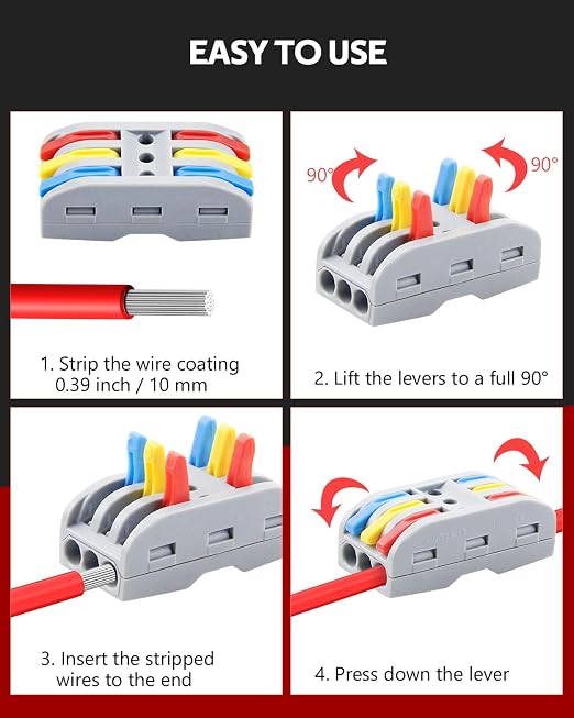 ALITOVE 3 Wire Connectors Push-in 25pcs Lever Nuts Quick Connect Wire Splice - Image 4