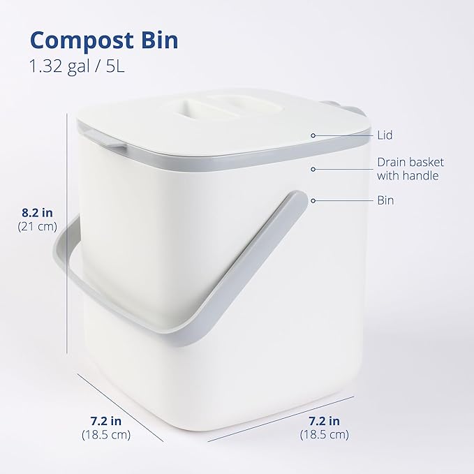 BLUE GINKGO Kitchen Compost Bin – Filter-Free, Odor-Tight Countertop Food Waste - Image 2
