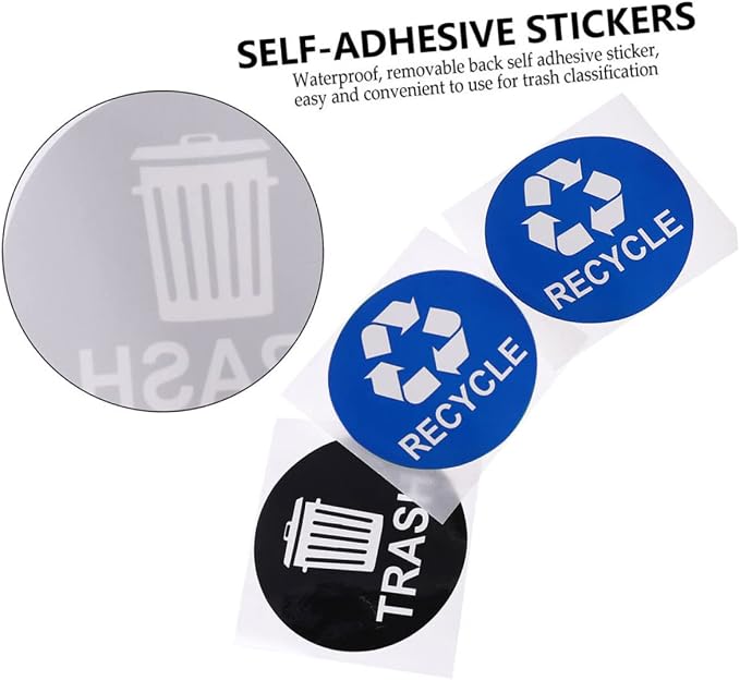 TEHAUX 8pcs Garbage Bin Sticker Waste Sorting Recycling Labels PVC Trash Can - Image 5