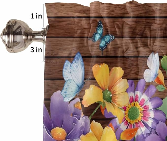 Spring Flowers Kitchen Curtains 45 Inches length, Watercolor Farmhouse Colorful - Image 6