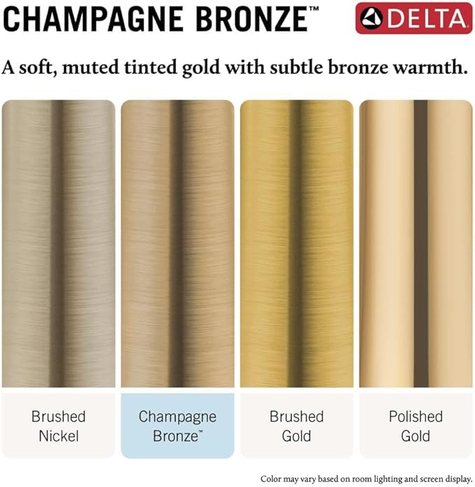 Delta Faucet Modern Raincan Round Single-Function Tub and Shower Trim Kit Gold, Tub Faucet Set, Rainfall Shower Head Gold, Delta Shower Kit, Champagne Bronze T14469-CZ-PP (Valve Not Included)