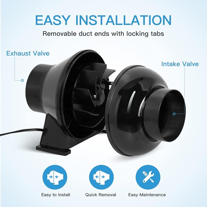 iPower 4 Inch 230 CFM Inline Duct Ventilation Fan Quiet Vent Blower - Image 5