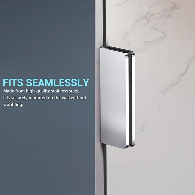 Bathtub Shower Door, 34" W X 58" H Fixed Bathtub Shower Glass Panel in Polished Chrome Finish, 1/4"(6mm) Clear Tempered Frameless Shower Glass Door, Tub Shower Panel with Clamps and Handle