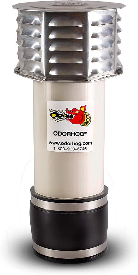OdorHog Metal Cap Clamp On Vent Stack Pipe Filter 4", Removes Outdoor Septic by OdorHog-StoptheStink
