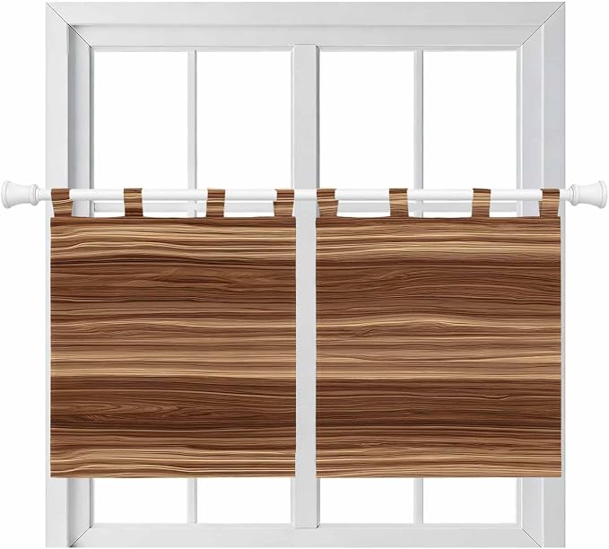 Brown Western Kitchen Curtains 36 Inch Length, Small Window Curtains Tab Top by Unknown