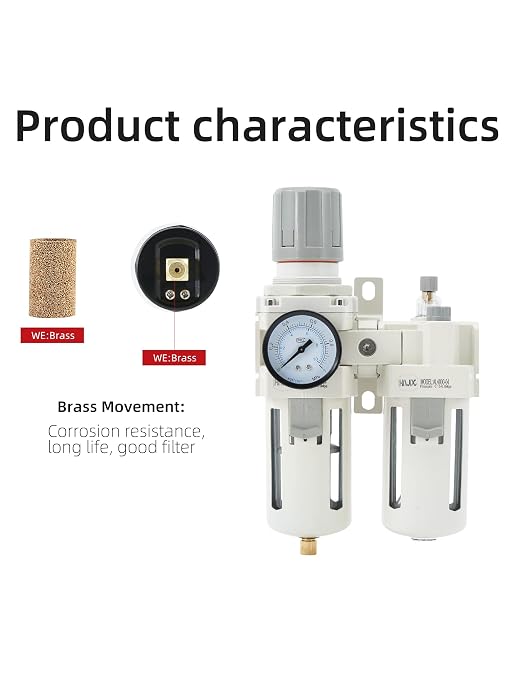 1/2" PT Compressed Air Filter Regulator Lubricator Combo Water/Oil Trap - Image 3