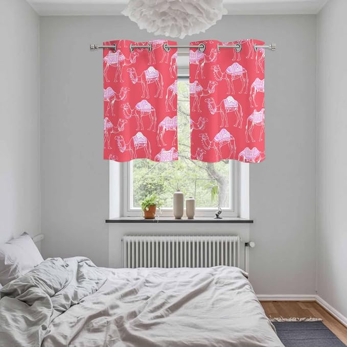 2 Panel Kitchen Cafe Curtains, Desert Camel Sunlight Filtering Nature Air - Image 5