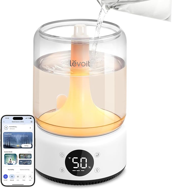 LEVOIT Smart Humidifier for Bedroom, 4.2L Top Fill Cool Mist for Large Room by Unknown