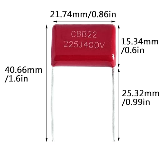 10pcs CBB22 400V 225J 2.2UF P20 Metallized Polypropylene Film Capacitors - Image 2