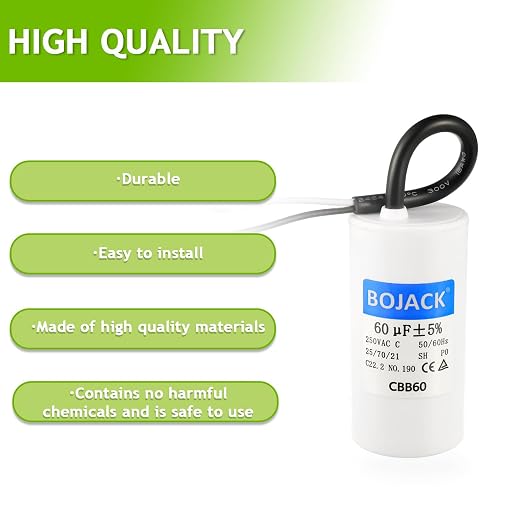 BOJACK Run Capacitor 60 uF MFD 250V AC 60 MFD CBB60 2 Wire 50/60Hz Cylinder - Image 7