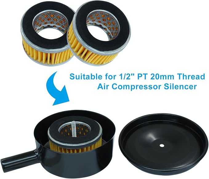 Zorfeter 20mm Threaded 1/2" PT Air Compressor Silencer Intake Noise Muffler - Image 4