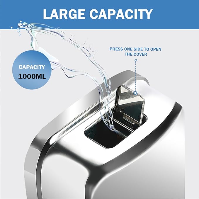 4 Pack 1000ml Commercial Soap Dispenser Wall Mount, Stainless Steel Hand Soap Dispenser for Bathrooms, Refillable Hand Sanitizer Dispenser for Home, Hotels, Restaurants, Hospitals (Silver)
