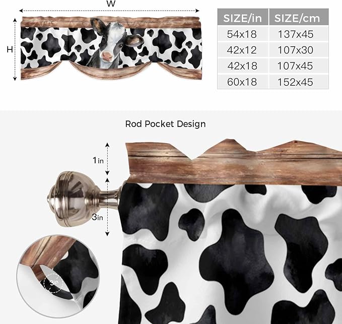 Cow Printed Tie Up Valance Curtains - Image 6