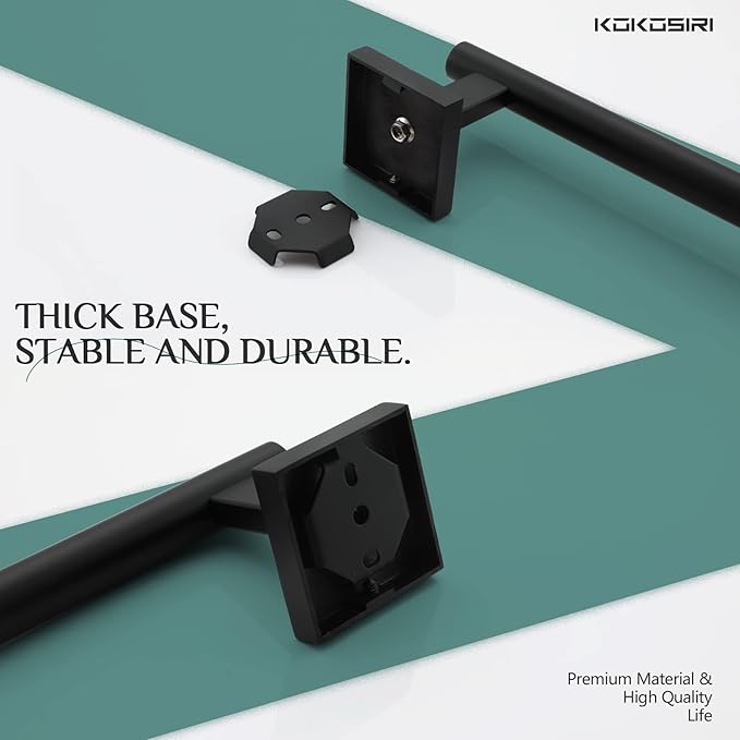 KOKOSIRI Towel Rail Bathroom Towel Bars Matte Black 20 Inch Towel Holder for Bath Cabinet Kitchen Wall Mount Stainless Steel B4005BK-L20