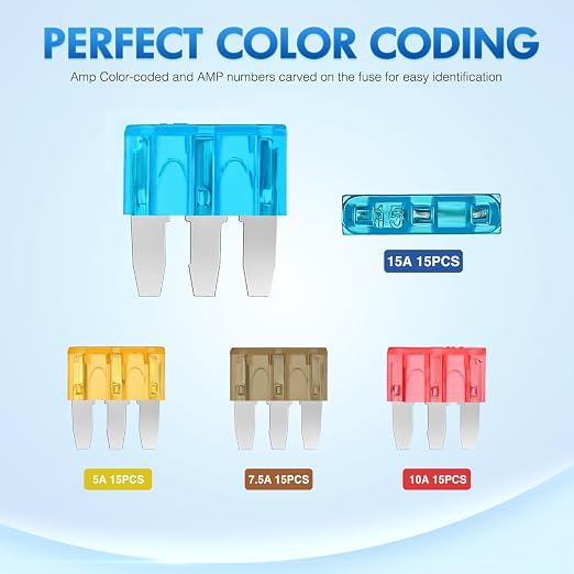 Nilight 60PCS Micro3 Fuse ATL Blade Assortment Kit 3 Prong Micro Blade Car - Image 3