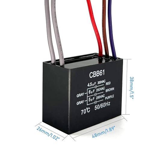 YukiHalu Ceiling Fan Capacitor CBB61 4.5uf + 6uf + 5uf 5 Wire 250V Compatible - Image 3
