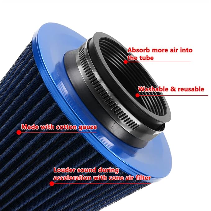 3-inch Cold Air Intake Filter 76mm, High Performance Clamp-On Engine Intake Air - Image 2