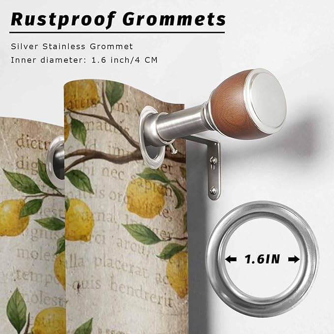 Summer Gnome Outdoor Curtains for Patio Gnome Lemon Leaf Vintage Waterproof - Image 2