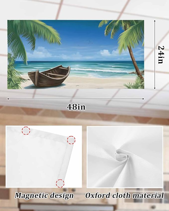 Summer 1 Pcs Fluorescent Light Covers, Ocean Beach Palm Tree Nautical Vessel - Image 7