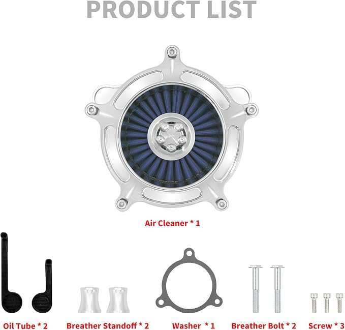 HDBUBALUS Motorcycle Air Filter Air Cleaner Intake System Cleaner Fit - Image 7