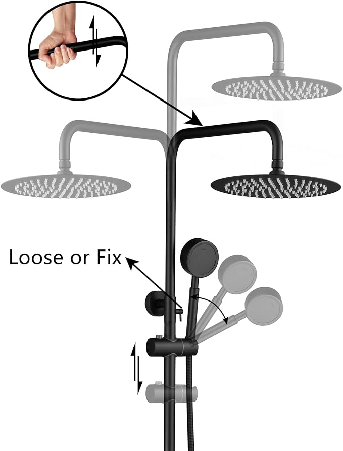 Shower Faucet - Shower Faucets Sets Complete, Shower System - Outdoor Shower Kit/Outdoor Shower Fixtures W/ SS304 Shower Head with 3 modes Handheld, Matte Black