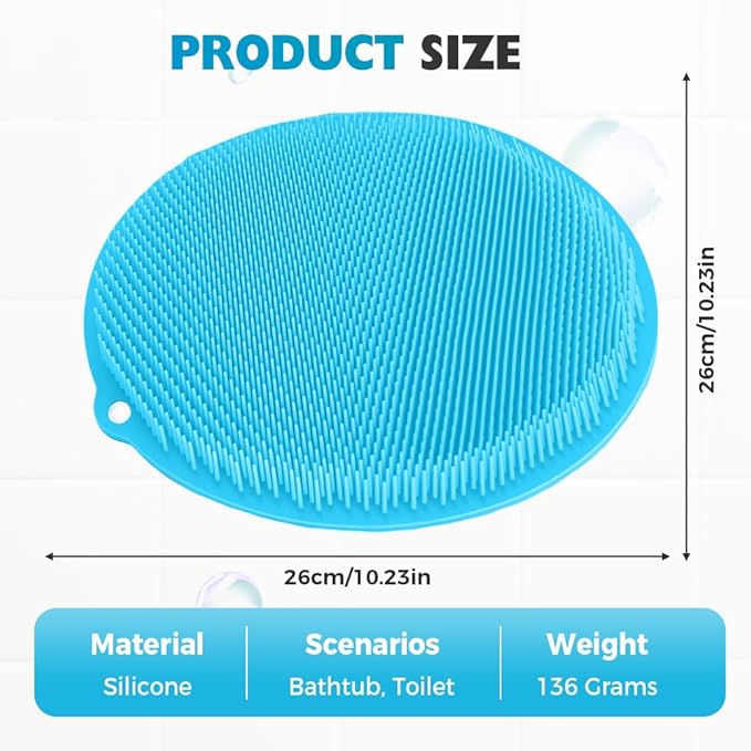Silicone Shower Foot Scrubber Mat, 2025 Upgrade Shower Mat Slip Suction Cups Foot Scrubber for Men and Women (1 * Purple)