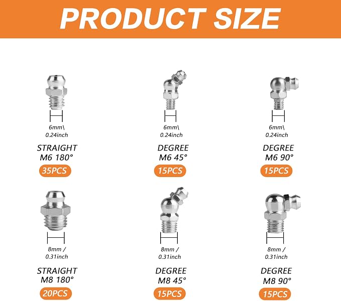 115 Pcs Metric Grease Fittings Kit - Image 2