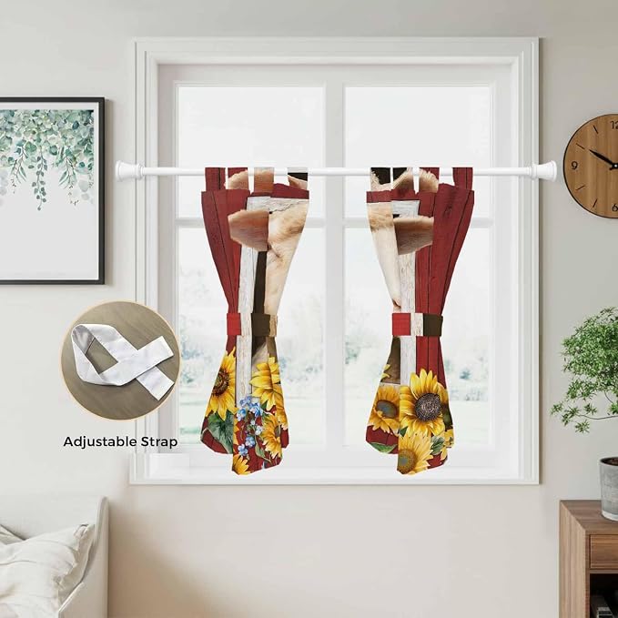 Sheep Sunflower Bedroom Curtains 63 Inch Length, Window Curtains Tab Top - Image 5