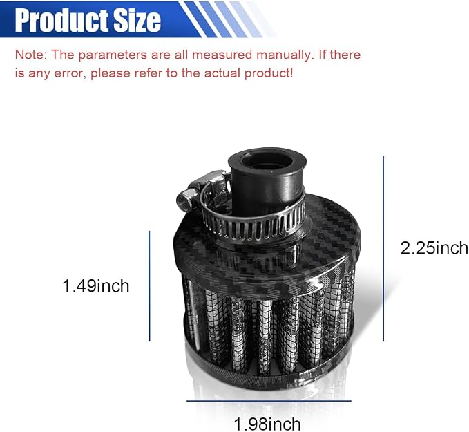 ZIMISI 0.47"/12mm Car Cold Air Intake Filter, Round Tapered Car Valve Cover - Image 2