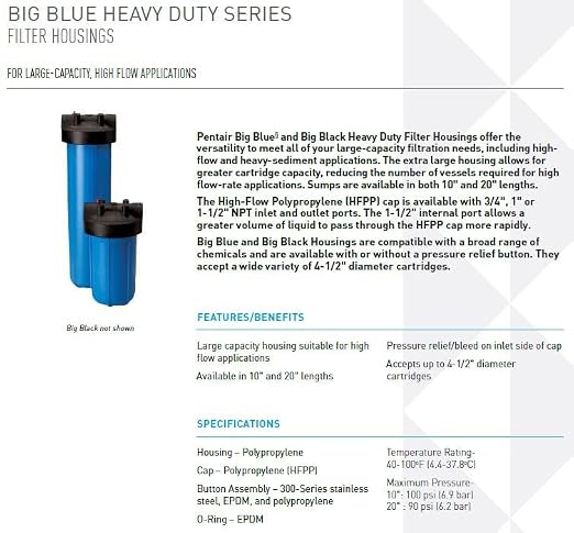 Pentair Pentek Big Blue Filter Housing and Water Filter Cartridge Bundle - Image 3
