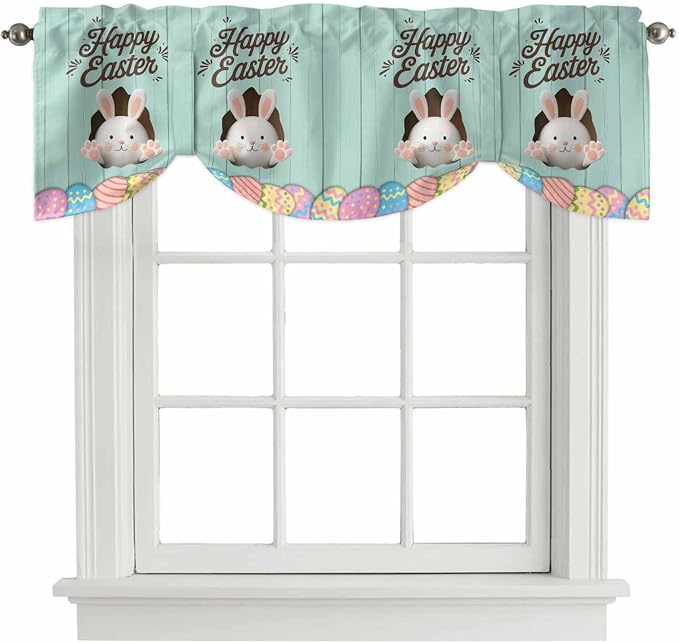Green Easter Tie Up Valance Curtains by Unknown