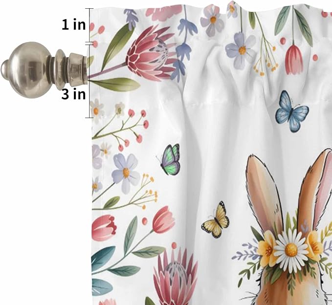Kitchen Curtains Tiers and Valance Set of 3, Easter Light Filtering Window - Image 5