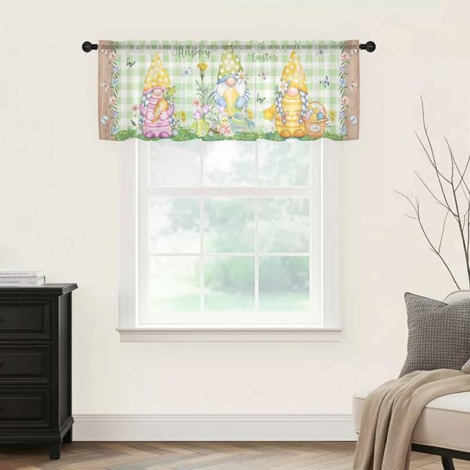 Easter Sheer Valances for Windows 54"x18", Light Filtering Kitchen Curtains - Image 9