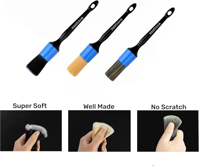 3pcs Car Detailing Brush Set-1pcs Boars Hair Car Detailing Brushes, Leather - Image 3