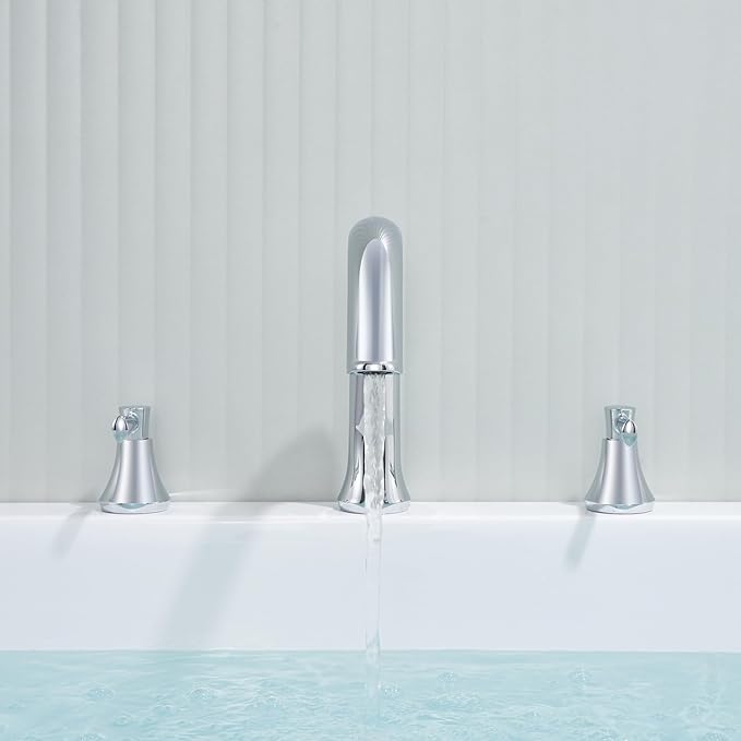 Roman Tub Faucet Deck Mount Tub Filler 2 Handles Polished Chrome Bathtub Faucet Brass Bathroom Faucet