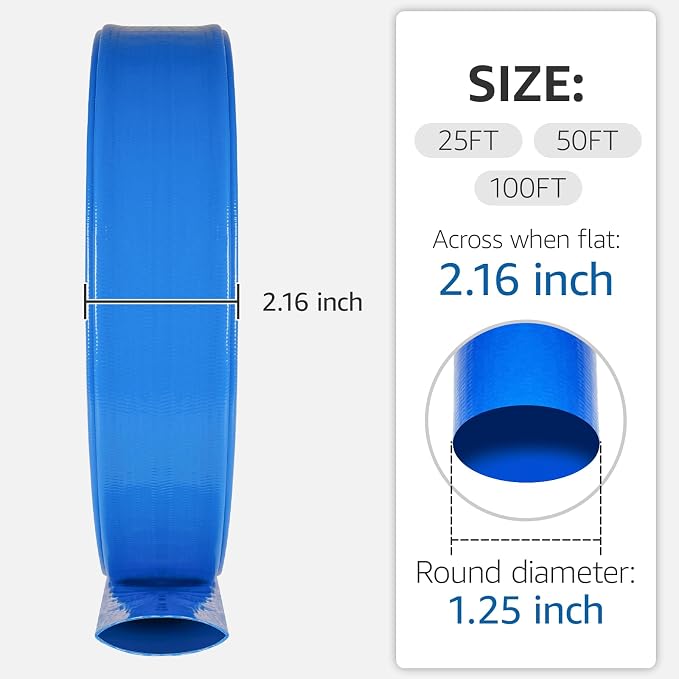 1.25" x 100 FT Pool Backwash Hose, Heavy Duty PVC Discharge Hose, Lay Flat - Image 3