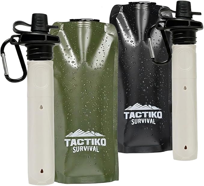 2-Pack Tactiko Survival 20oz/600ml Filtered Water Bottle Kit by TactikoSurvival