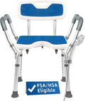 TooCust Extra Wide M-Shaped & Padded Armrests Shower Chair, 500lbs Capacity, Bariatric, Blue, Aluminum, Bath & Shower Safety Seating