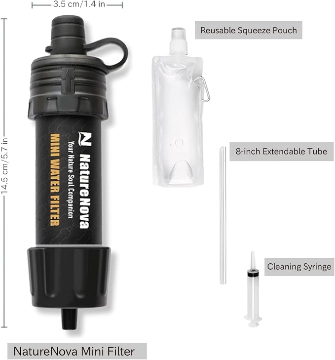 Mini Water Filter NatureNova Portable Emergency Water Filtration System Hiking - Image 4