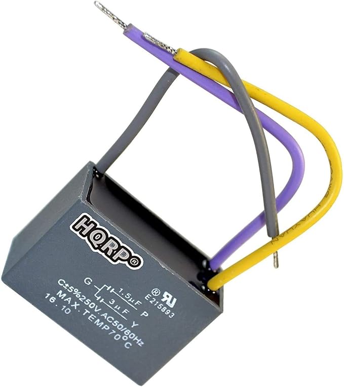 HQRP Capacitor Compatible with Hampton Bay Ceiling Fan 1.5uf+3uf 3-Wire UL by HQRP