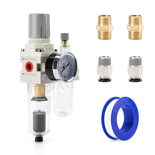 1/4" NPT Air Compressor Water Separator Regulator Filter Combo Compressed Air by EBEIZZI