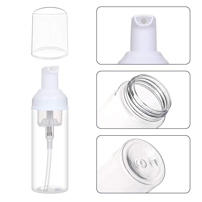 24 PCS Foam Pump Bottle Dispenser Refillable 2oz/60ml Empty Travel Size Foam Bottle for Lash Shampoo Hand Soap Shampoo Lash Cleanser Packaging Liquid Cleaning