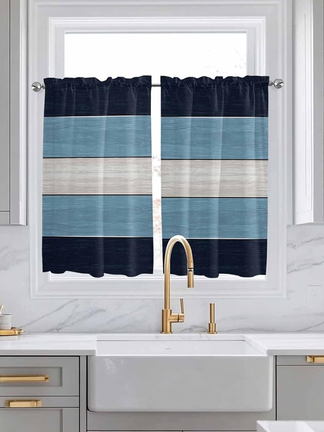 Vintage Country Woodcuts Window Valance Curtains, 2 Panel - Image 2