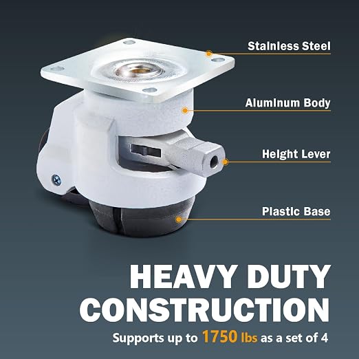 POWERTEC 17300 2-Inch Leveling Casters Set of 4 | Heavy Duty - Image 2