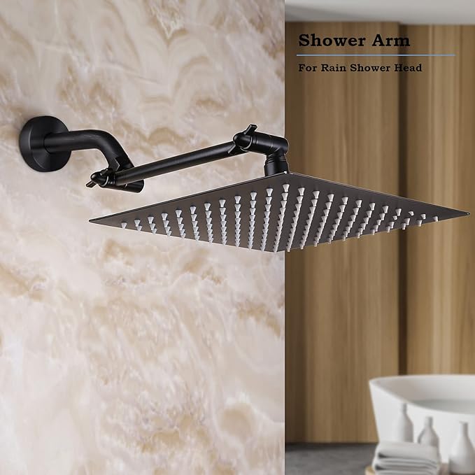 Adjustable Shower Extension Arm, 10 Inch Brass Oil Rubbed Bronze Shower Arm Extension for Shower Head, Universal Shower Extension for Fixed Shower Head