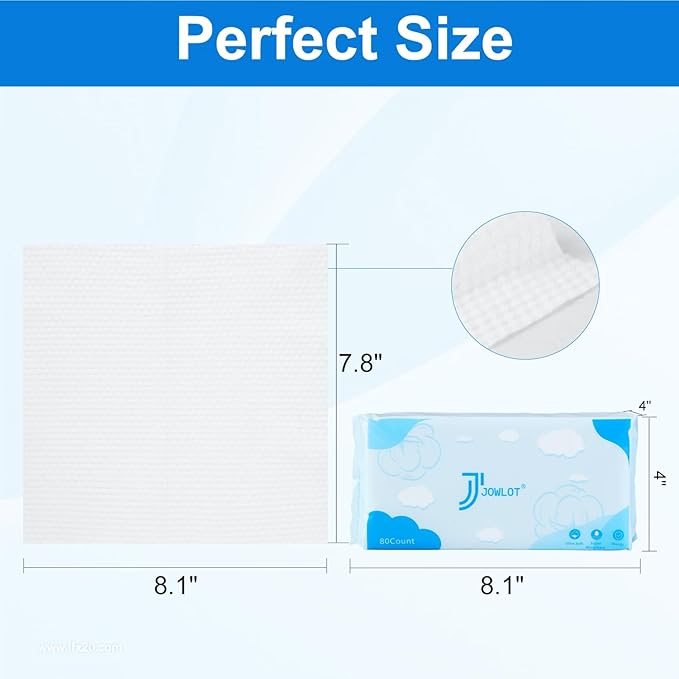 Disposable Face Towels, 480 Count Ultra Soft and Thick Cotton Facial Towels for Sensitive Skin, Dry Wipes Face Tissues Towelettes for Cleansing, Makeup Remover and Skincare