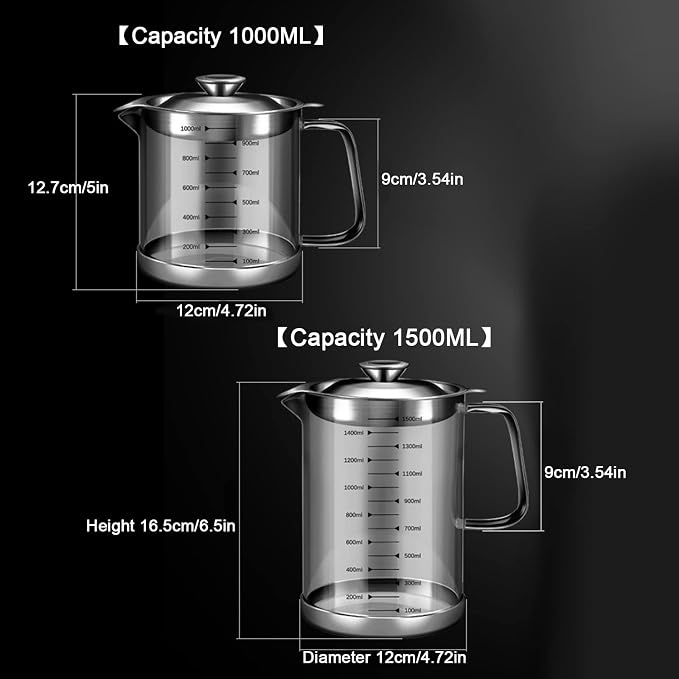 1L/35oz Glass Bacon Grease Container - Image 7