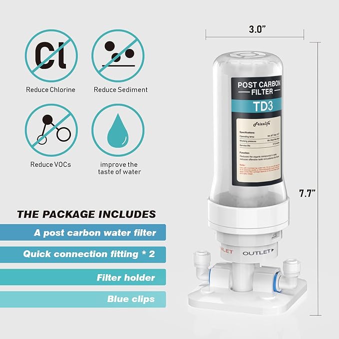 Frizzlife TD-3 Inline Water Filter, Fast Replacement Post Water Filter Removes - Image 6