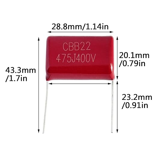 10pcs CBB22 400V 475J 4.7UF P27.5 Metallized Polypropylene Film Capacitors - Image 2