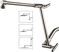 Brushed Nickel Shower Arm Extension - 13'' Adjustable Height & Range, Locking Nuts, Universal Connector for Rain & Handheld Shower Heads